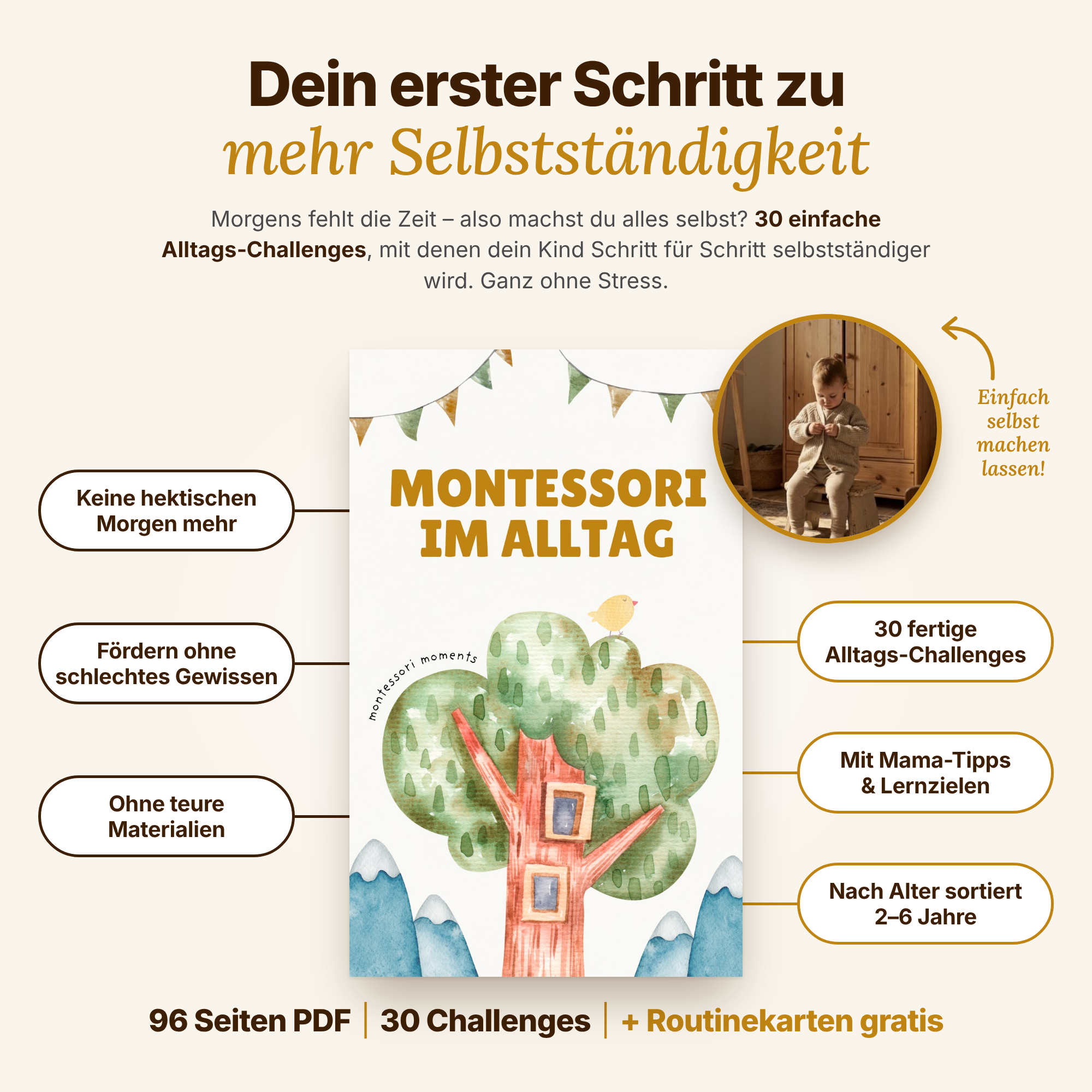 Kind deckt selbstständig den Tisch mit kleinen Tellern