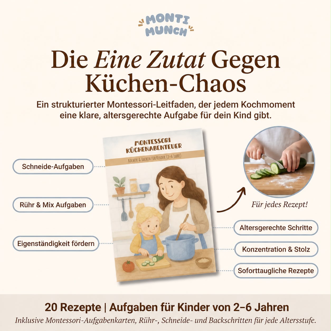 Kind gießt Milch aus einer kleinen Kanne in einen Messbecher
