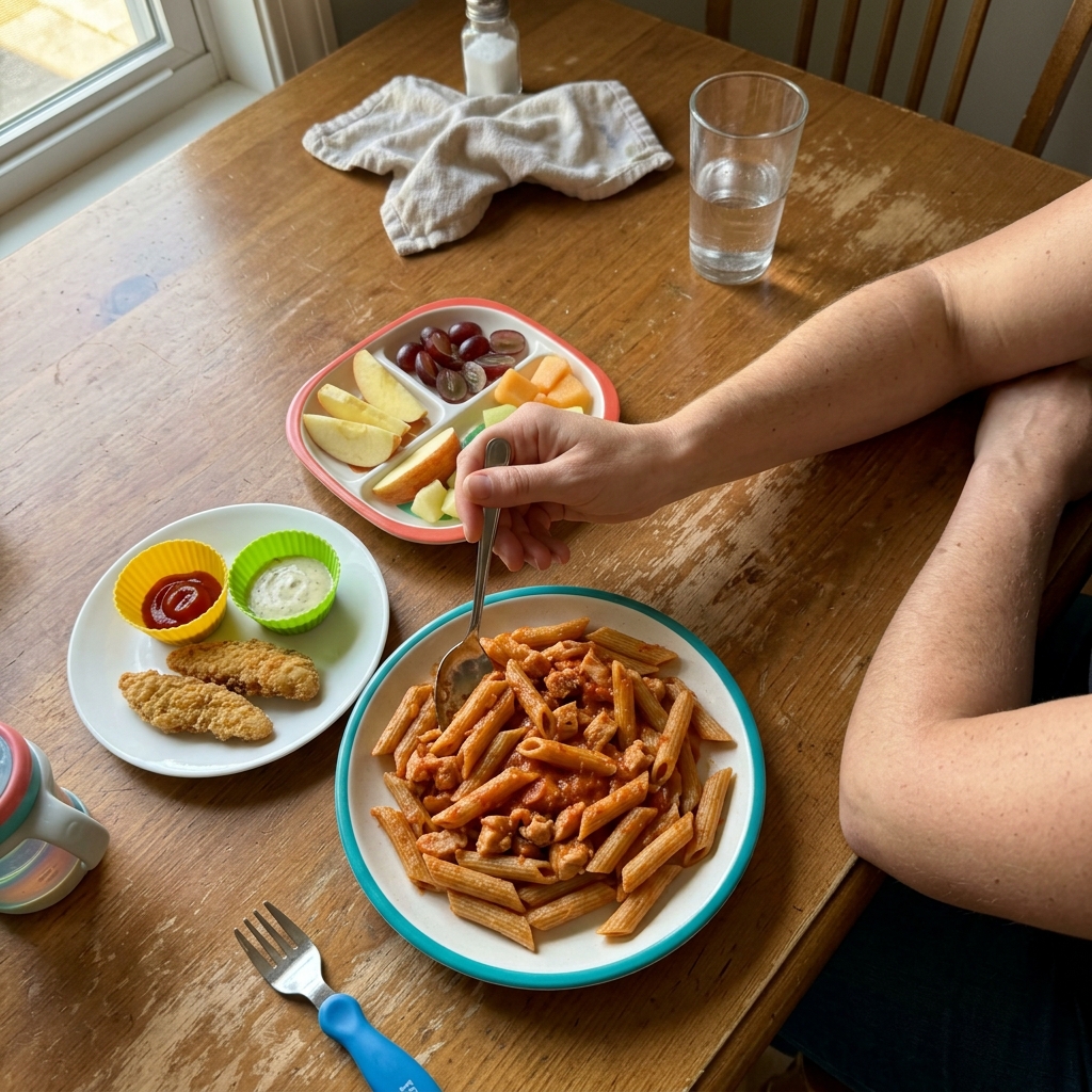 Colorful bridge food plates arranged on wooden table