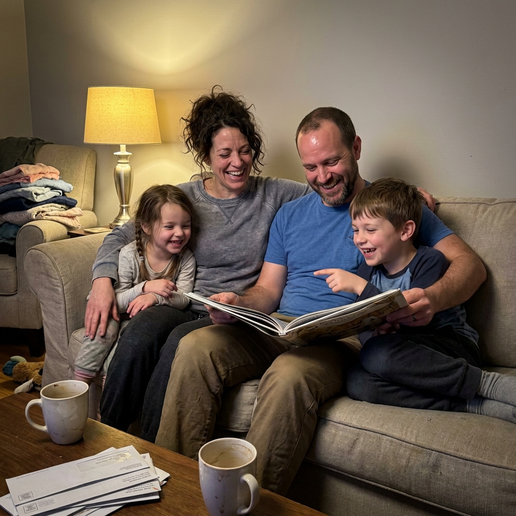 Familie genießt entspannte gemeinsame Zeit